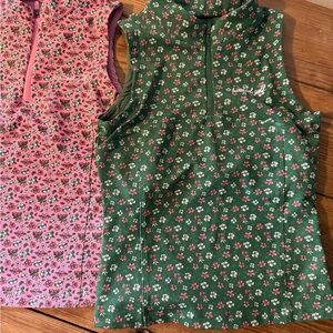 Floral Sleeveless Tops - Green and Pink